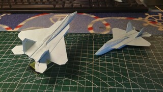 【折纸飞机】美国F22战机米折进气道版（原创），一张A4纸纯折不剪裁可飞行。