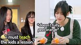 Hanni explains to Minji why she didn't peel oranges for the kids during Jeanszine (wisdom unnie)