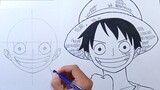 How to Draw LUFFY [ One Piece ] - cara gambar anime