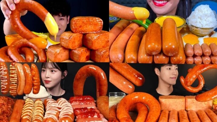 GIANT SAUSAGE MUKBANG 🌭 | CHEESY & JUICY BITES 🤤