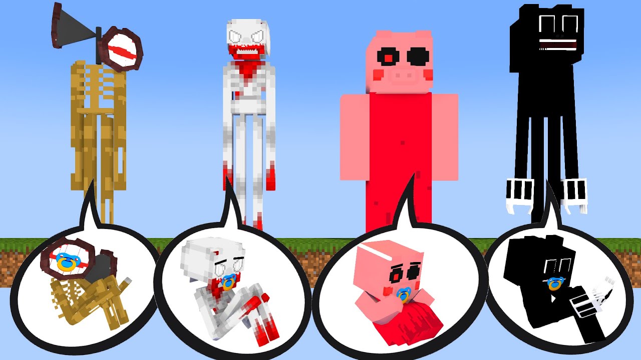 Monster School : Siren Head , Cartoon Cat , SCP-096 , Piggy got a new  Babies - Minecraft Animation - Bilibili