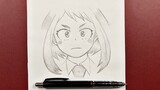 Anime drawing | how to draw Ochako Uraraka from boku no hero step-by-step
