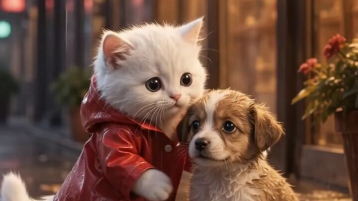beautiful cat and beger dog story ❤️🥺