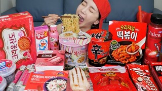 [Mukbang ASMR] 편의점 먹방 💗 직접만든 떡볶이 레시피 크림 불닭볶음면 꿀젤리 디저트 Korean Convenience Food Eatingshow Ssoyoung