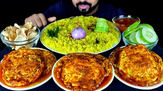 BASANTI PULAO, SPICY EGG OMELETTE CURRY, PAPAD, SALAD, GREEN CHILI MUKBANG | BIG BITE | #LiveToEATT