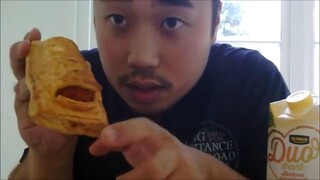 ASMR EATING SOUNDS - DUTCH FOOD: KROKETBROODJES AND APRICOT & ORANGE JUICE