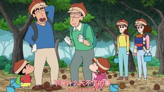 【蜡笔小新】在栗子果园捡美味的板栗，烤板栗吃进肚子里真是太美味了