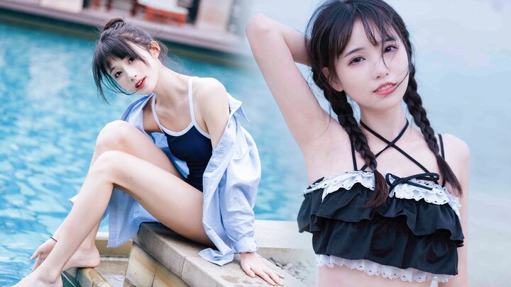 فتاة جميلة بزي السباحة