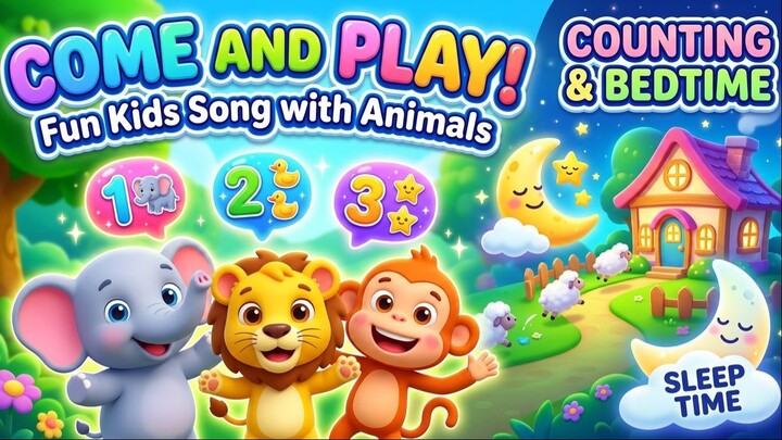 Come and Play | Fun Kids Song with Animals, Counting & Bedtime | Nursery Rhymes for Toddlers