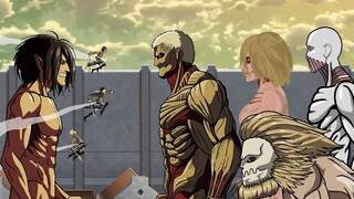 [Attack on Titan] Eren, Captain, Armin, Mikasa VS Reiner, Annie, Hammer Girl, Porco