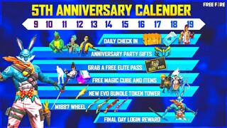 Free Fire 5th Anniversary Event Anniversary Calender 5th Anniversary Free Rewards Next Topup Event