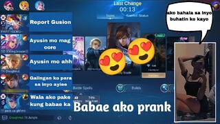 MY FIRST PRANK IN RANK GAME BABAENG MAG PRAPRACTICE MAG GUSION PRANK😂🤣