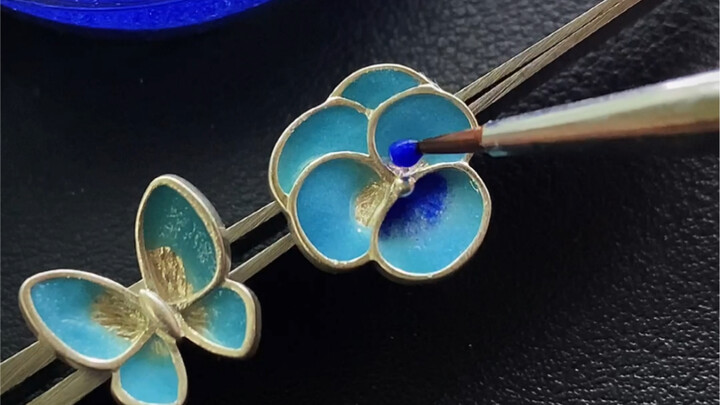 【Kerajinan enamel】 Kupu-kupu Biru