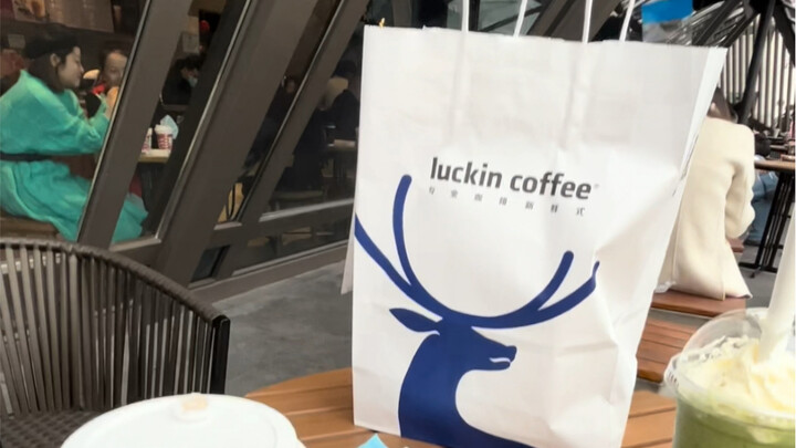 Drinking Luckin outside Starbucks—wonder if I’ll get kicked out?