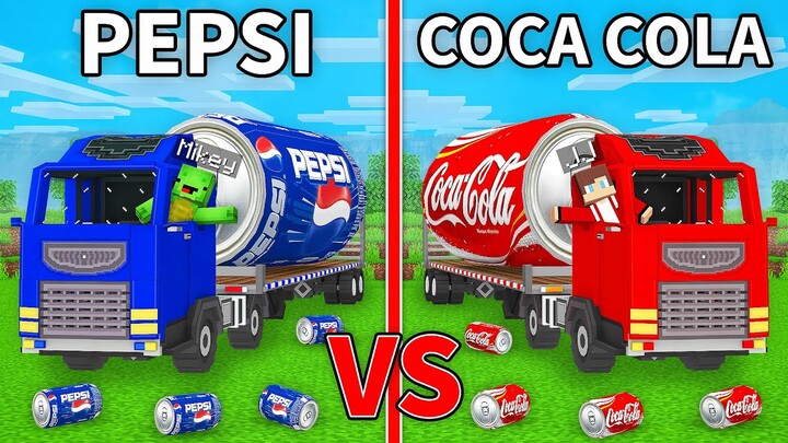 JJ's COCA COLA Truck vs Mikey's PEPSI Truck Build Battle in Minecraft - Maizen
