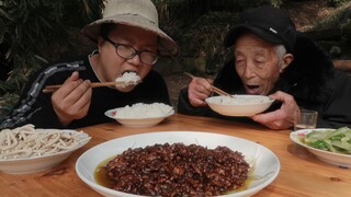 Tumis Daging Babi Abon dengan Saus Kacang Manis