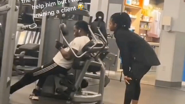 A bizarre sight at the gym—this lady looks like a tough one.