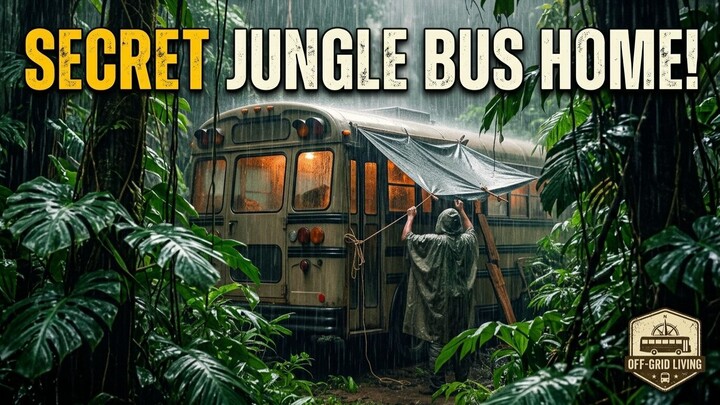 Secret Jungle Bus Home in Heavy Rain!🌧️🚌