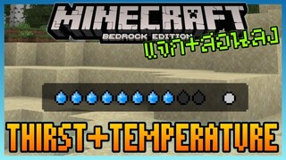 แจก+สอนลง Minecraft PE Realism Addon เพิ่มหลอด Thirst หิวน้ำและอุณหภูมิ Temperature