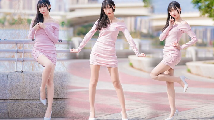 Pink battle suit ❤️ stiletto heels, apply to fight! (Blue battle suit dance) "Just getting fat"