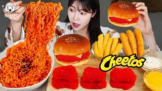 ASMR MUKBANG| 직접 만든 불닭볶음면 치토스 햄버거 양념치킨 치즈스틱 먹방 & 레시피 FRIED CHICKEN AND FIRE NOODLES EATING