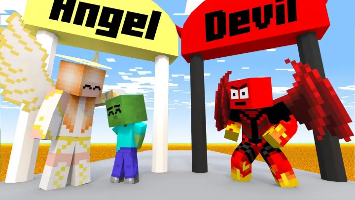 Monster School: Destiny run Challenge Angel vs Devil - Baby Zombie save Mother | Minecraft Animation