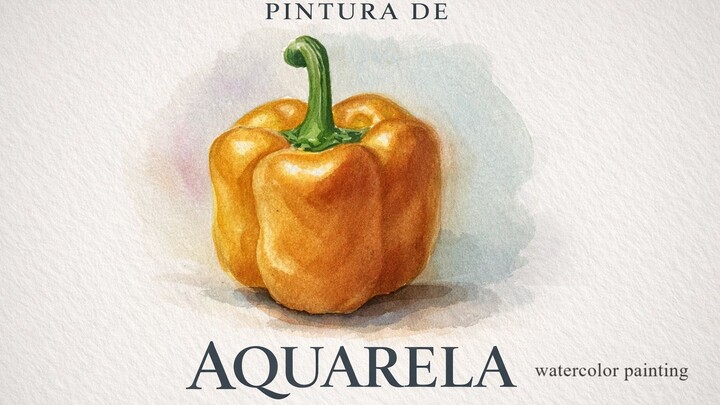 AQUARELA pimentão amarelo  watercolor yellow peper 水彩