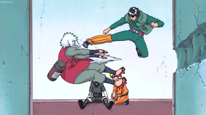 Guy mistakenly kicked Jiraiya cause him to be hospitalized with Sasuke after being visited by Itachi