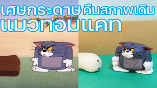 ใช้เศษกระดาษมาปั้นเป็นแมวทอมที่โดนต้นไม้ทุบ！(Tom and Jerry)