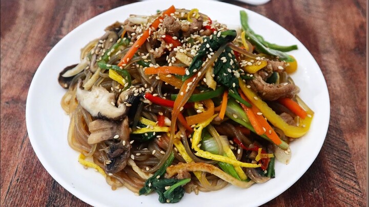 Japchae Recipe l Korean Stir Fry Glass Noodles