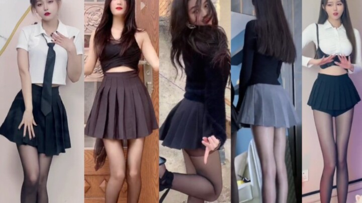 (Versi eksklusif 130 detik) Gadis seksi data besar hari ini JK rok pendek sutra hitam