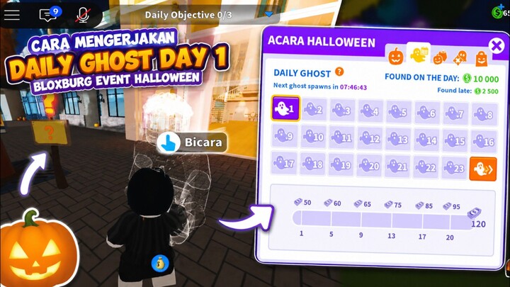 Cara Mengerjakan Daily Ghost Day 1 - Bloxburg Event Halloween🎃🕸️