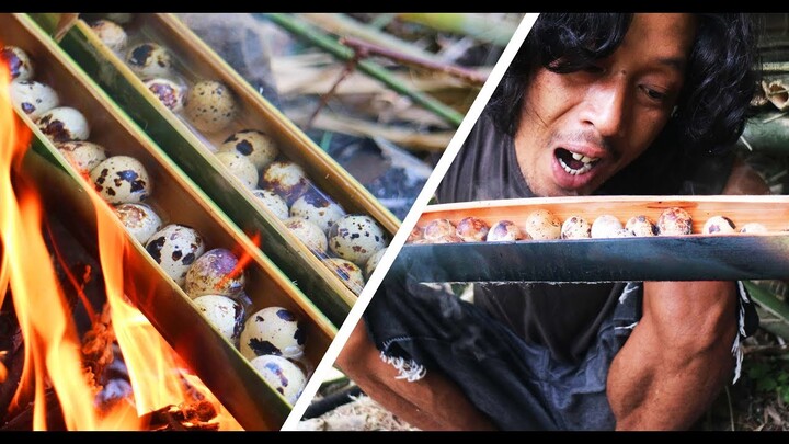 Primitive Technology | Makan Telur Burung Puyuh rebus di hutan