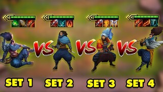 Yasuo Set 1 vs Set 2 vs Set 3 vs Set 4 - Ai mạnh nhất trong lịch sử Đấu Trường Chân Lý?