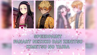 menggambar couple nezuko dan zenitsu dari demon slayer