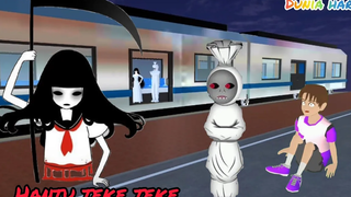 Yuta Mio นั่งรถไฟผี Teke Teke Pocong Vs เทเกะเทเกะ Sakura School Simulator สยองขวัญ
