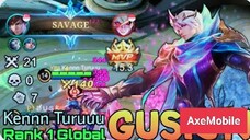 SAVAGE + 21 Kills! Fast Hand Gusion MVP 15.3 Point!- Top 1 Global Gusion by Kennn Turuuu- MLBB