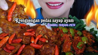 BUKA PUASA PAKE KRENGSENGAN PEDAS SAYAP AYAM, SAMBEL TERONG PETE |EATING SOUNDS