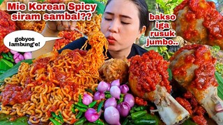 PEDAS KETAGIHAN⁉️ MIE KSC BAKSO IGA SIRAM SAMBAL SEDIKIT BAWANG MERAH MENTAH CABE RAWIT MUKBANG