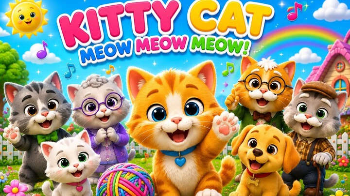 😻 KITTY CAT FAMILY vs BOUNCY PUPPY! | Nursery Rhyme for Kids