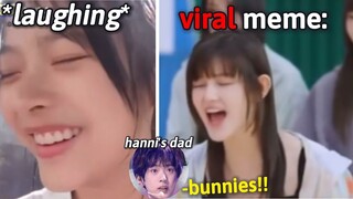 Hanni's laughs at her DAD imitating Danielle's VIRAL Bunnies Meme..