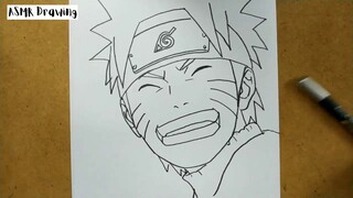 ASMR drawing Naruto ... VERY EASY ,, how to draw NARUTO manga from japan