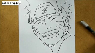 ASMR drawing Naruto ... VERY EASY ,, how to draw NARUTO manga from japan