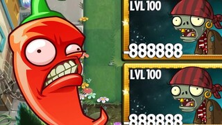 每个绿色植物和其他植物等级100对抗超级速度海盗僵尸 - PvZ 2挑战