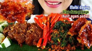 ASMR MALBI DAGING SAPI, URAP DAUN PEPAYA, KULIT AYAM CRISPY | EATING SOUNDS