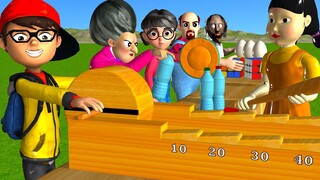 Scary Teacher 3D vs Squid Game Wood Wheel and Propeller 5 Times Challenge Miss T vs Granny Loser