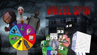 Monster School : HORROR WHEEL SPIN FUNNY CHALLENGE - Minecraft Animation