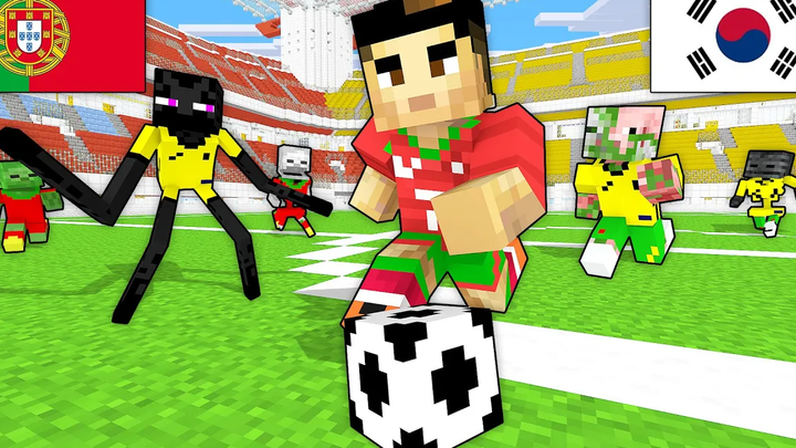 Monster School Portugal vs South Korea - WORLD CUP 2022 - Football Challenge Minecraft แอนิเมชั่น