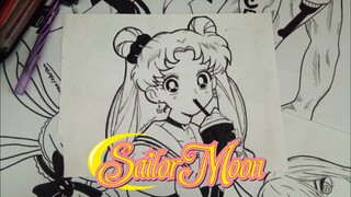 Usagi Tsukino - Bishoujo Senshi Sailor Moon || Black and White Art (SPEED DRAWING)