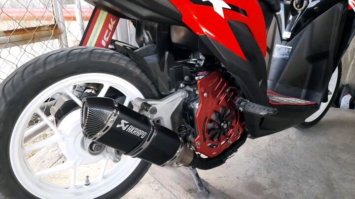 Honda Click125i Stock Pipe to Akrapovic Power pipe